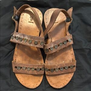 Frye Ally 2 Band Hammered Stud Sling Leather Sandal